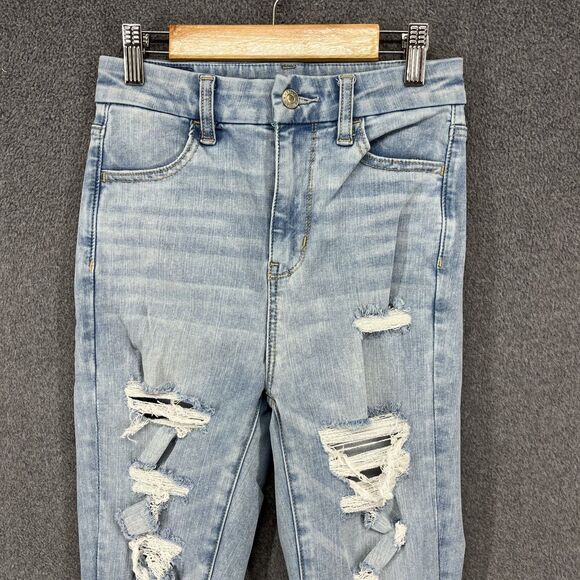 American Eagle Jeans Youth 0 Next Level Stretch Distressed Curvy Hi Rise Jegging - Picture 3 of 14